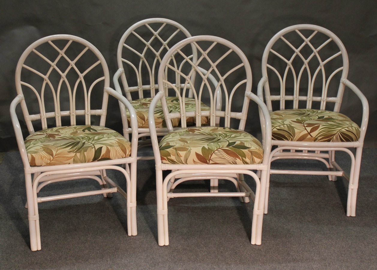 Set of 4 Rattan Arm Dining Chairs